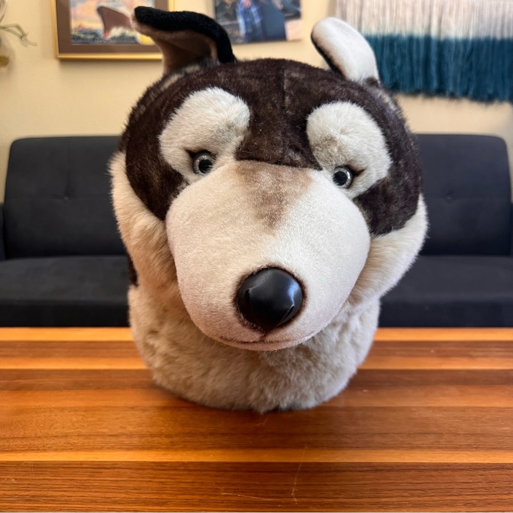 RARE Large JAAG Wolf Husky Plush Head Realistic Stuffed Animal Wall Mount Decor